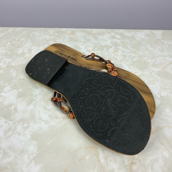 River Island BrownThong Beaded Flip Flop Size 10 - Picture 3 of 4